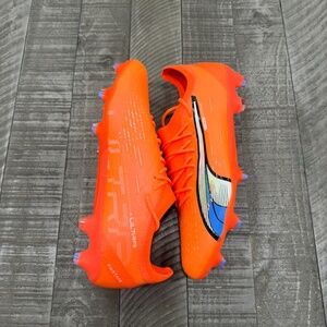 New Puma Mens Ultra Ultimate FG/AG Soccer Cleats 107163-01 Orange/Blue Size 11.5